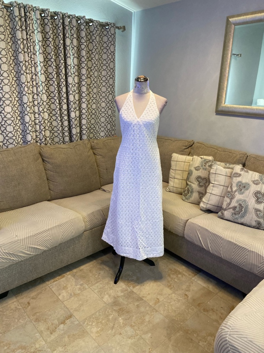 A New Day Women Small Eyelet Maxi A-Line Dress embroidered ,all-over eyelet